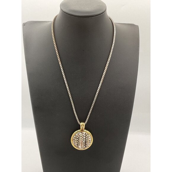 Silver & Gold-Tone Pendant Necklace With Adjustable Chain - Picture 1 of 4